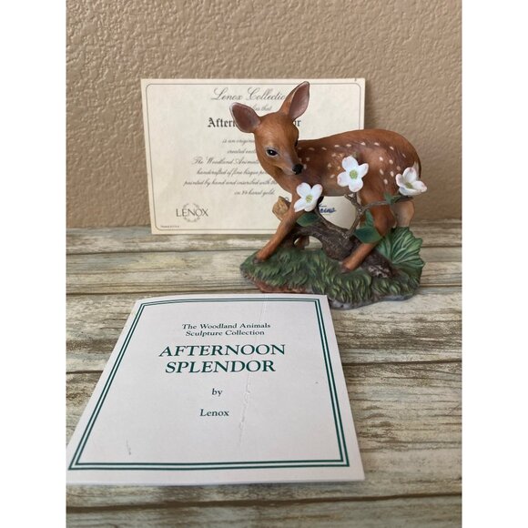 Lenox Woodland Animals “Afternoon Splendor” Fawn Figurine 1992 with COA - No Box - Picture 1 of 15